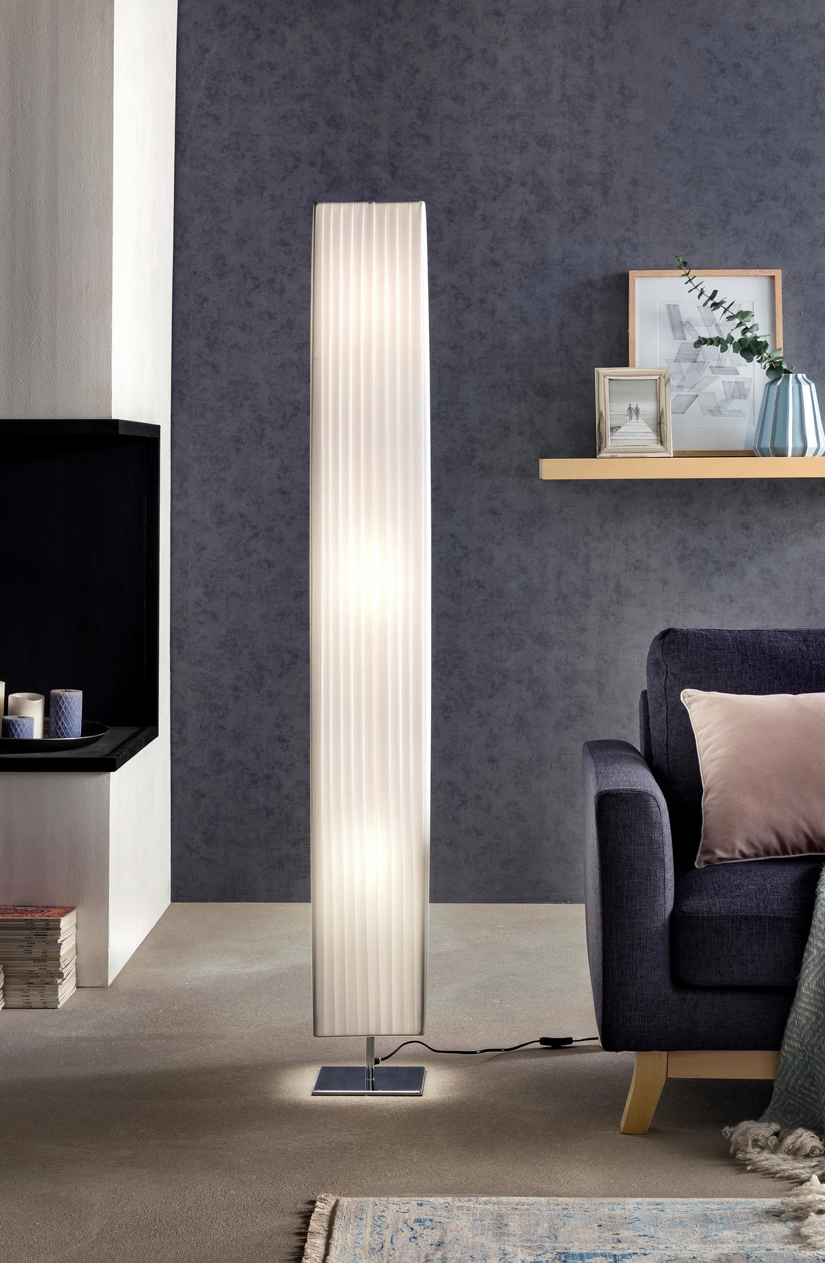 STEHLEUCHTE  20/160/20 cm   - Silberfarben/Weiß, Design, Kunststoff/Metall (20/160/20cm) - P & B