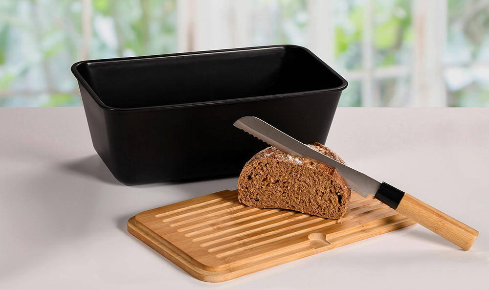 BROTBOX - Hellbraun/Schwarz, Basics, Naturmaterialien/Kunststoff (36/21/17.5cm) - Kesper