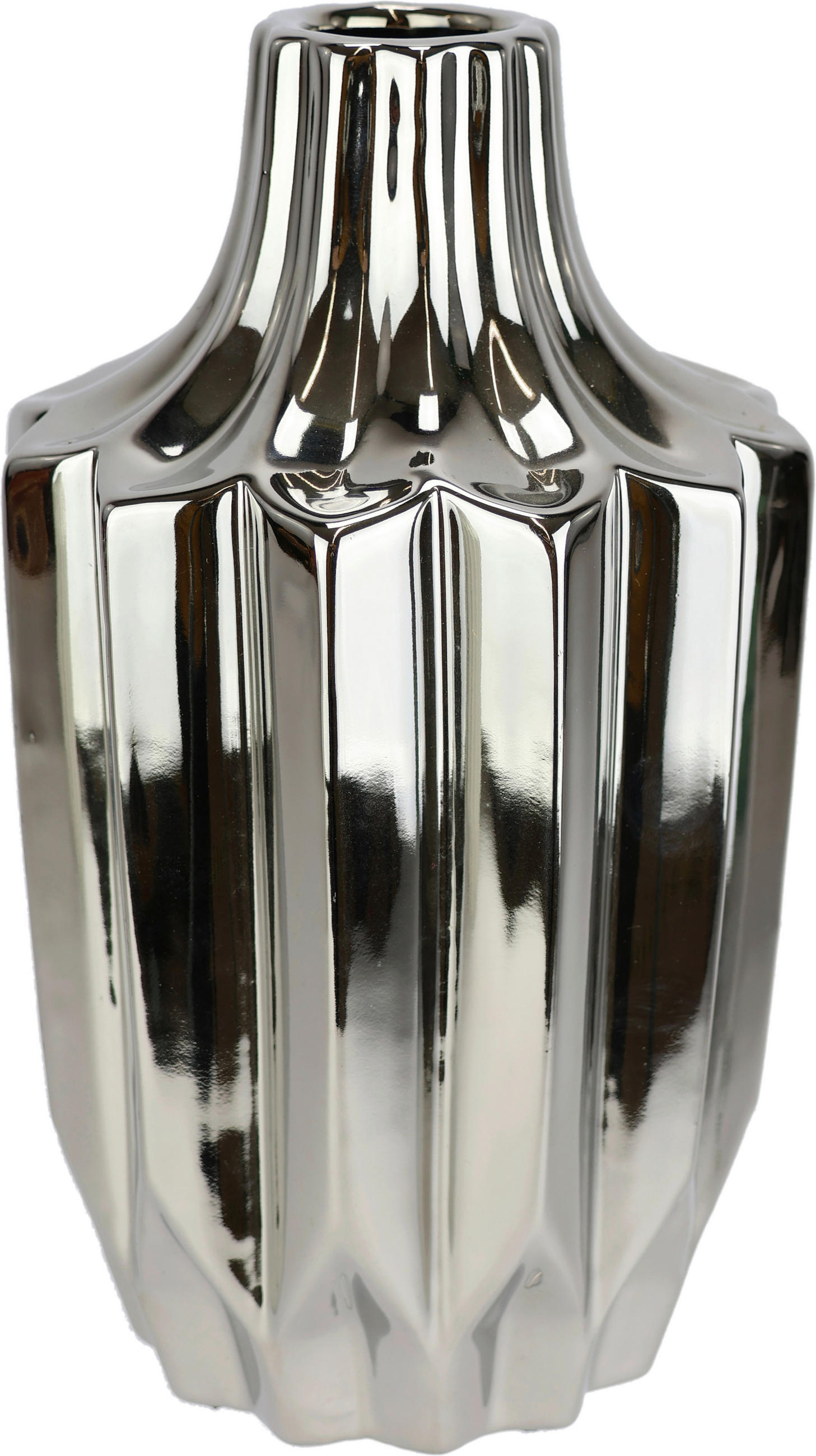 VASE  - Silberfarben, Basics, Keramik (13/24cm)