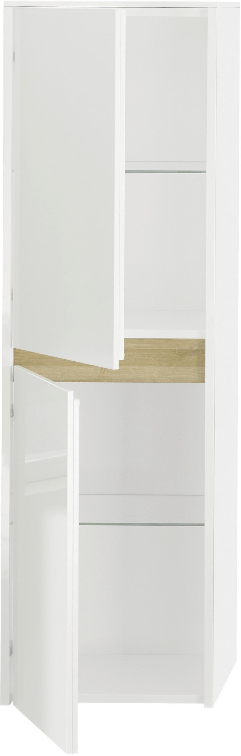 MIDISCHRANK 38,3/127/33 cm  - Eichefarben/Weiß, Design, Glas/Holzwerkstoff (38,3/127/33cm) - Musterring