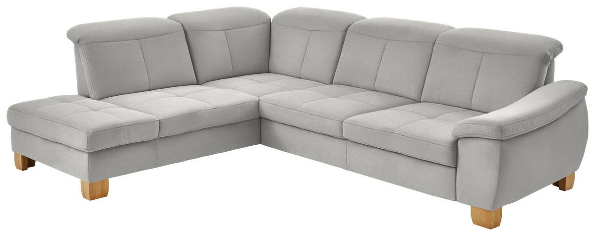 ECKSOFA in Flachgewebe Weiss  - Wildeiche/Weiss, Natur, Holz/Textil (243/301cm) - Voleo