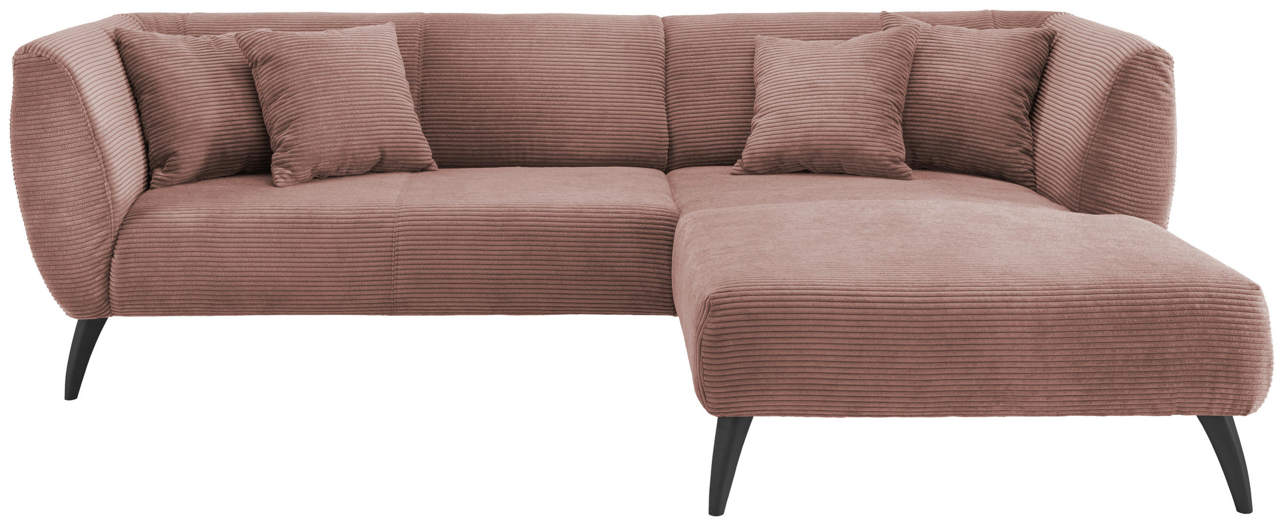 ECKSOFA Rosa Cord Zierkissen  - Schwarz/Rosa, MODERN, Holz/Textil (264/160cm) - MID.YOU