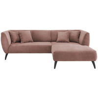 ECKSOFA 264/160 cm  in Cord Rosa Zierkissen  264/160 cm  - Schwarz/Rosa, MODERN, Holz/Textil (264/160cm) - MID.YOU