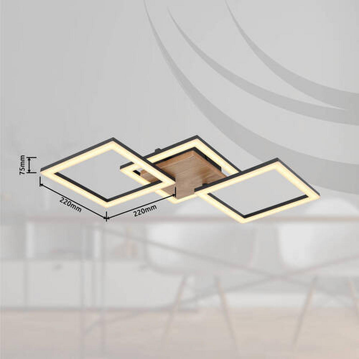 LED-DECKENLEUCHTE 30 W    66/31/7,5 cm  - Dunkelbraun/Opal, Design, Holz/Kunststoff (66/31/7,5cm) - Globo