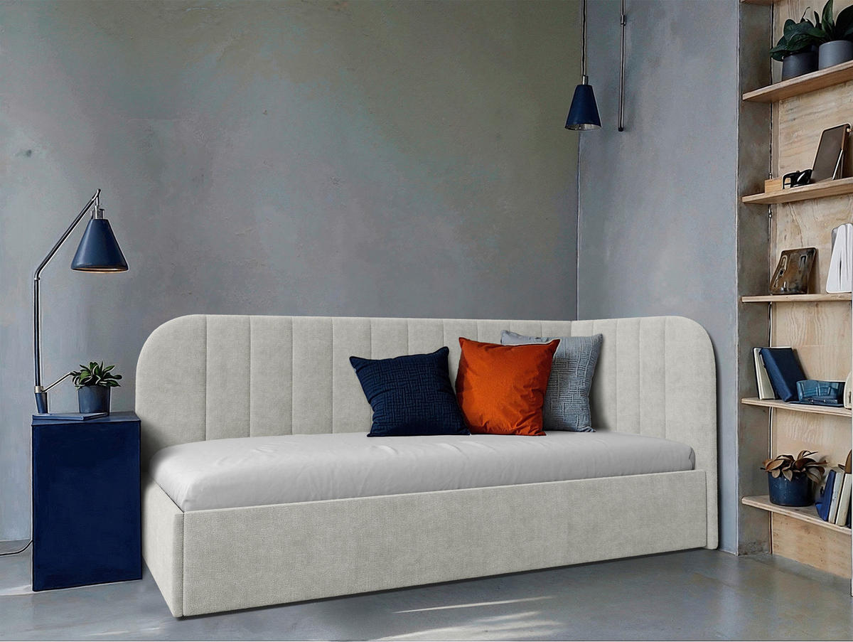 POLSTERBETT 90/200 cm, inkl. gepolstertes Kopfteil, Lattenrost, Bettkasten,  in Beige  - Beige/Schwarz, MODERN, Holz/Holzwerkstoff (90/200cm) - MID.YOU