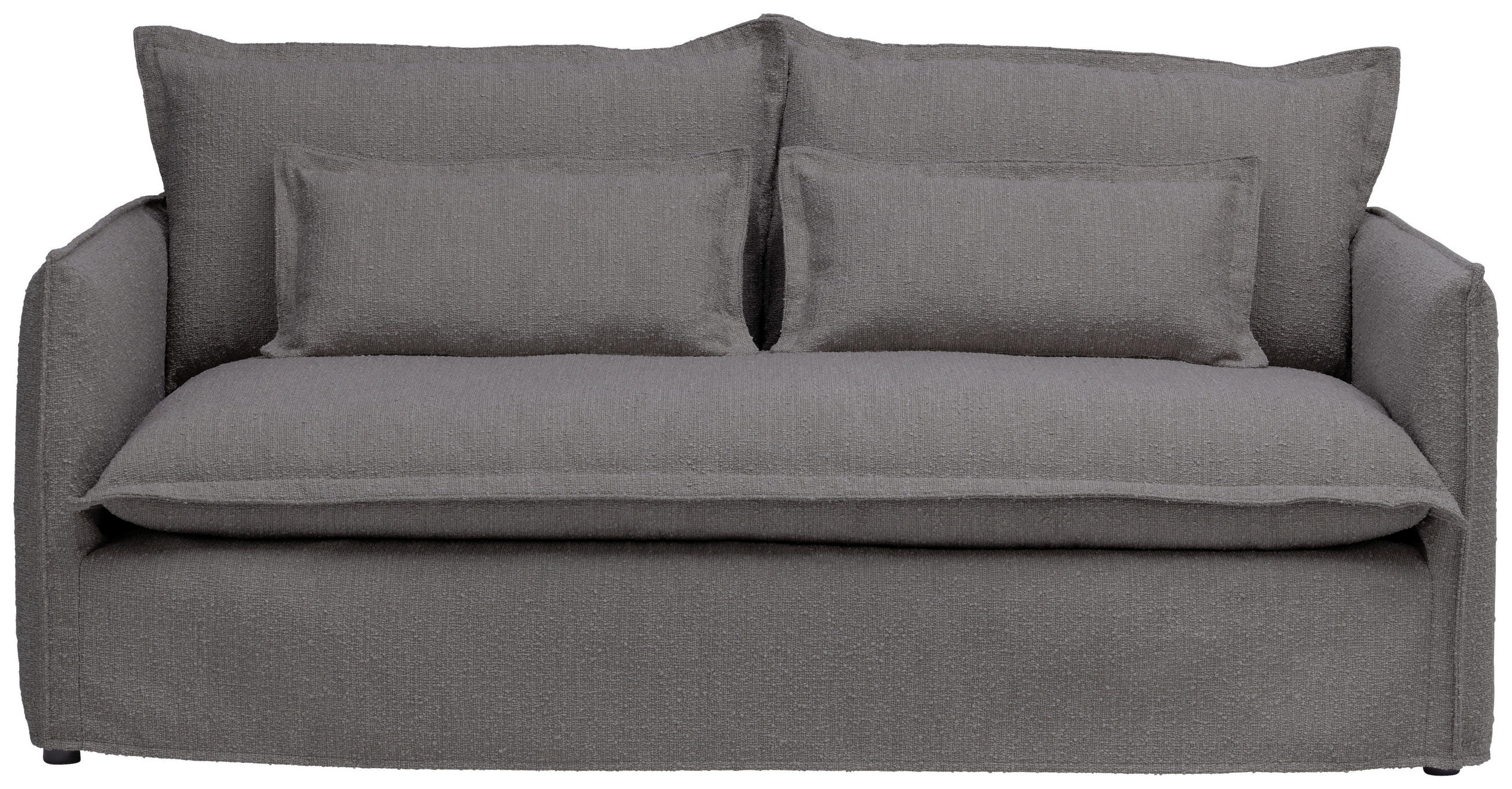HUSSEN-SOFA in Flachgewebe, Bouclé Grau  - Grau, Trend, Textil/Metall (195/82/98cm) - Livetastic