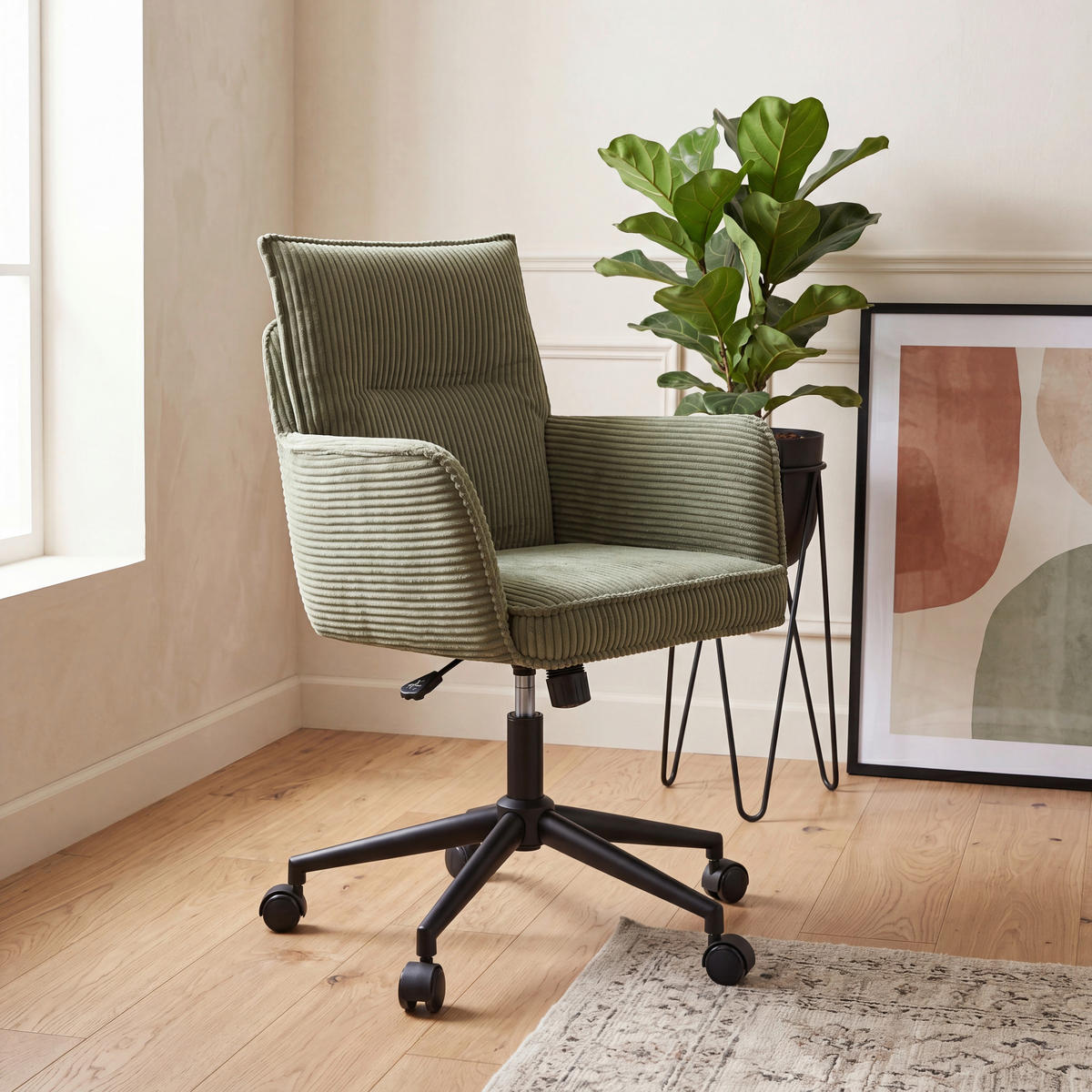 STOLICA OKRETNA  zelena, crna  metal, tekstil  - zelena/crna, Moderno, metal/tekstil (58,5/88/95/63cm) - Livetastic