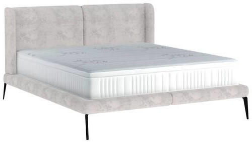 POLSTERBETT 180/200 cm,  in Creme, gepolstertes Kopfteil,  - Creme/Schwarz, MODERN, Textil/Metall (180/200cm) - Livetastic