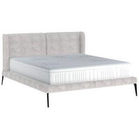 POLSTERBETT 180/200 cm,  in Creme, gepolstertes Kopfteil,  - Creme/Schwarz, MODERN, Textil/Metall (180/200cm) - Livetastic
