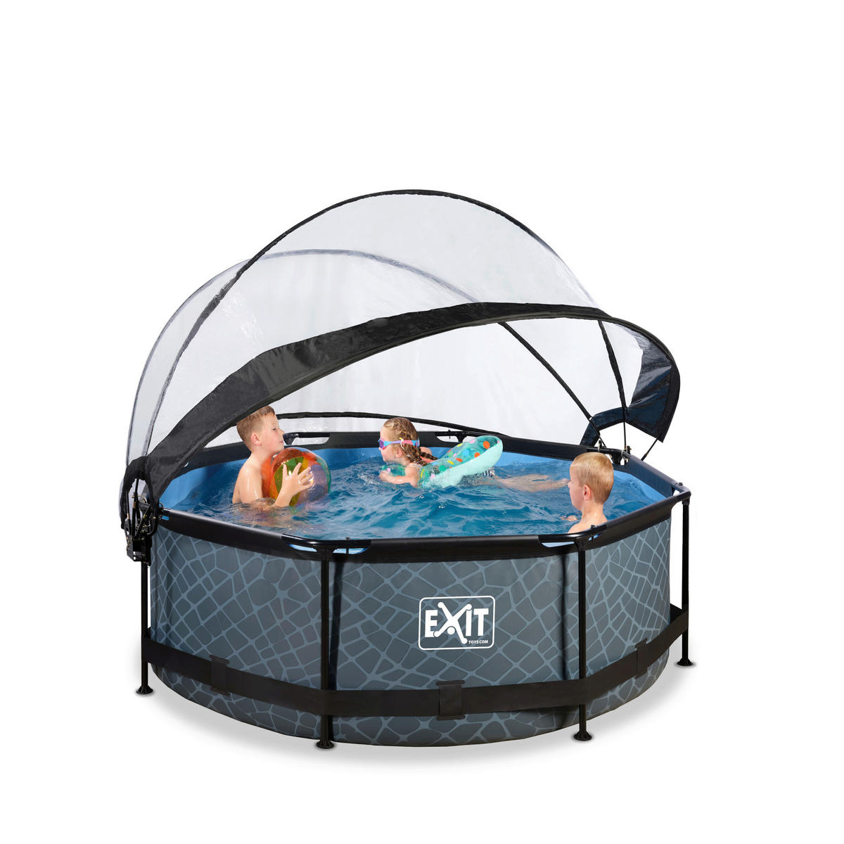 EXIT POOL STONE 244X76 244/76 cm  - Grau, KONVENTIONELL, Metall (244/76cm) - EXIT Toys