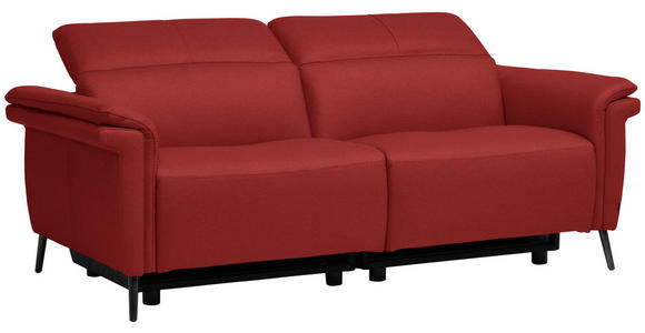 3-SITZER-SOFA  in Echtleder Rot   - Rot/Schwarz, Design, Leder/Metall (210/79/104cm) - Belluti