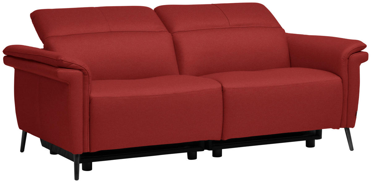 3-SITZER-SOFA Echtleder Rot  - Rot/Schwarz, Design, Leder/Metall (210/79/104cm) - Belluti
