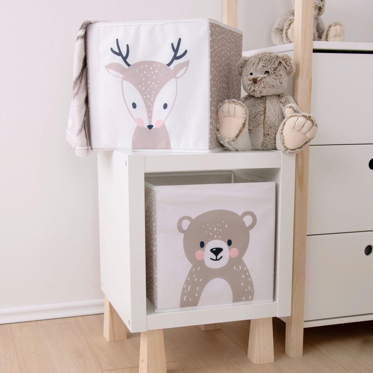 AUFBEWAHRUNGSBOX Woodland Crew  - Beigebraun/Weiß, Basics, Textil (30/30/30cm) - Herding