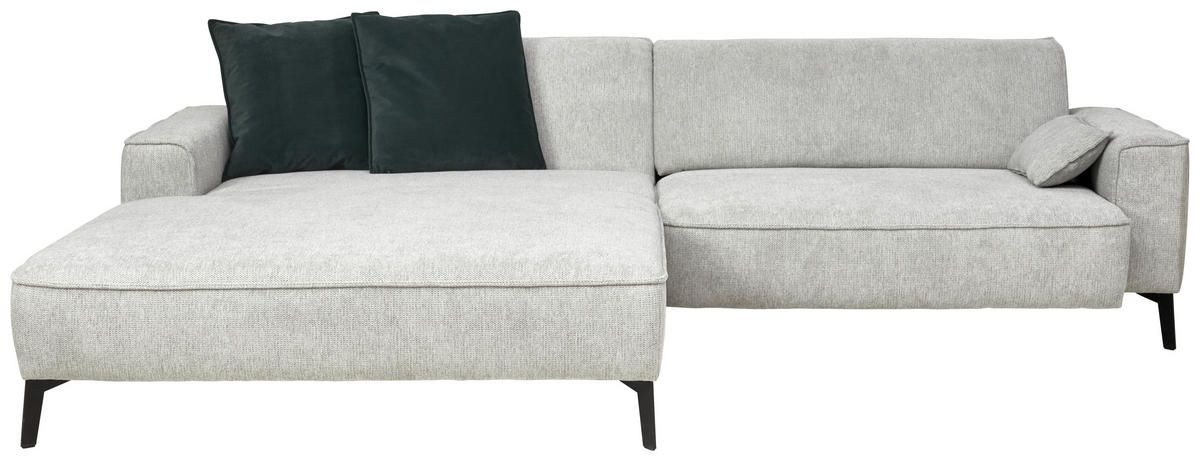 ECKSOFA in Flachgewebe Hellgrau  - Hellgrau/Schwarz, Design, Textil/Metall (190/285cm) - Johann Jakob