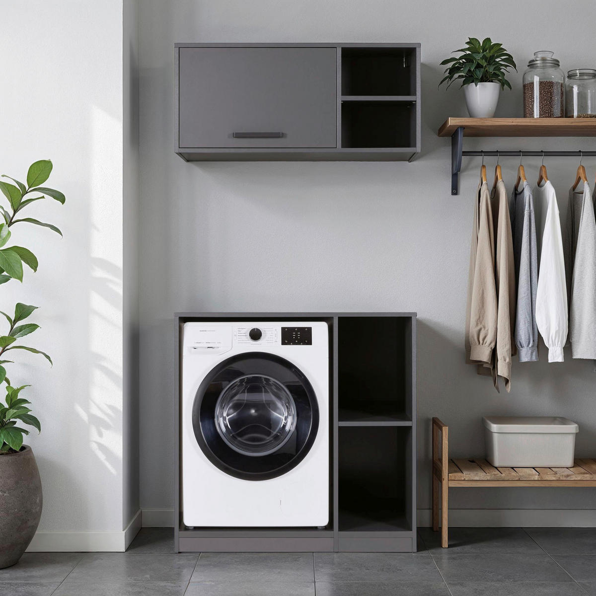 HAUSWIRTSCHAFTSRAUM 99/208/68 cm  in Anthrazit  - Anthrazit, MODERN, Holzwerkstoff (99/208/68cm) - home24