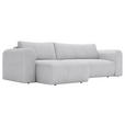 ECKSOFA in Cord Hellgrau  - Hellgrau/Schwarz, MODERN, Kunststoff/Textil (150/245cm) - Carryhome