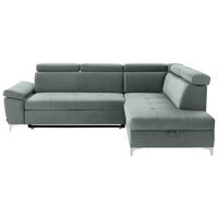 ECKSOFA in Mikrofaser Mintgrün  - Chromfarben/Mintgrün, Konventionell, Textil/Metall (271/206cm) - Carryhome