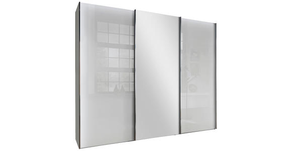 SCHWEBETÜRENSCHRANK  in Grau, Weiß  - Chromfarben/Weiß, KONVENTIONELL, Glas/Holzwerkstoff (250/236/67cm) - Dieter Knoll