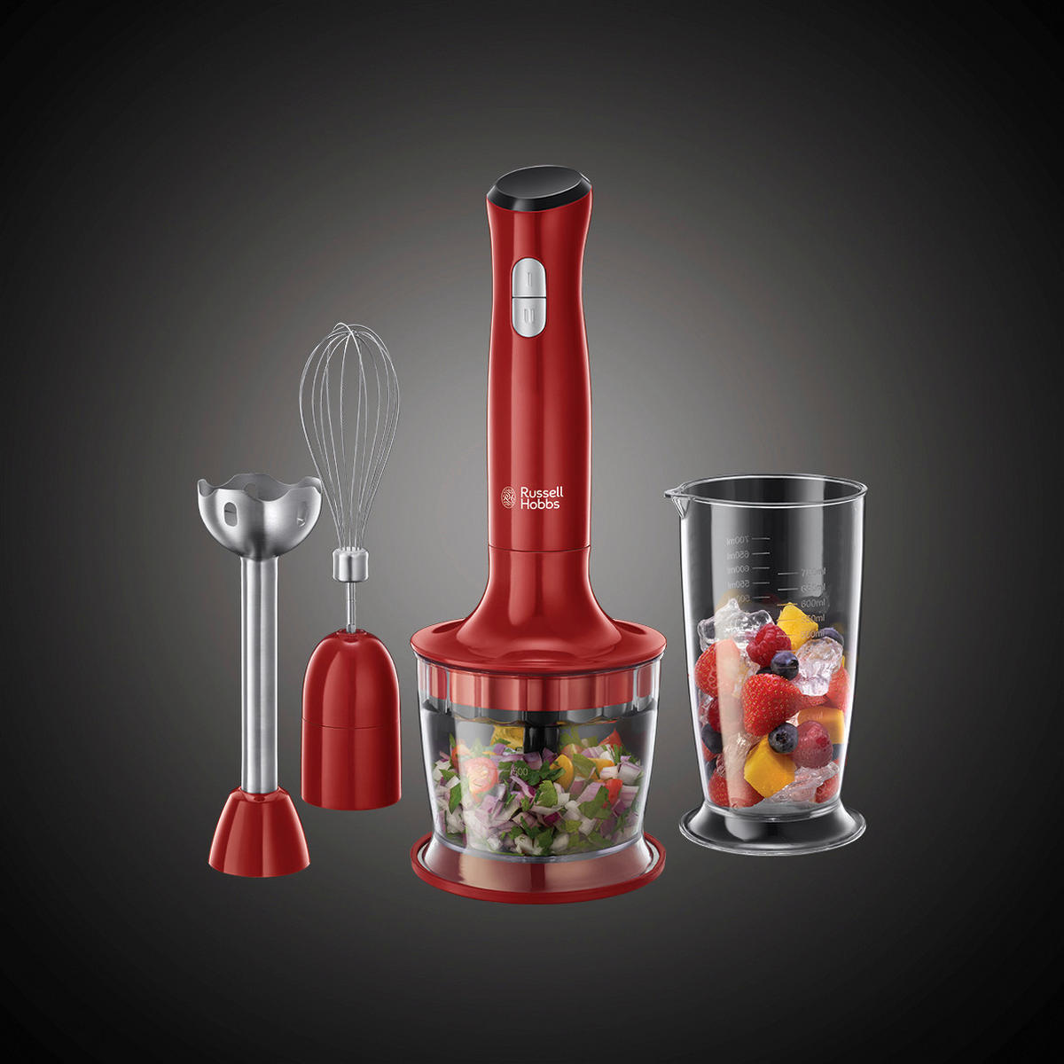 STABMIXER-SET 3-teilig  - Rot, Basics, Kunststoff (8,9/41,3/6,4cm) - Russel Hobbs