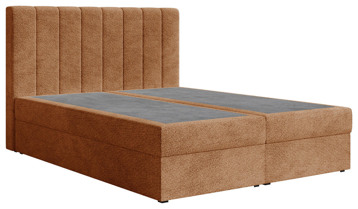BOXBETT 160/200 cm,  in Terracotta, Bettkasten, Topper, H2 + H3 = mittel + fest  - Terracotta/Schwarz, MODERN, Holz/Kunststoff (160/200cm) - MID.YOU