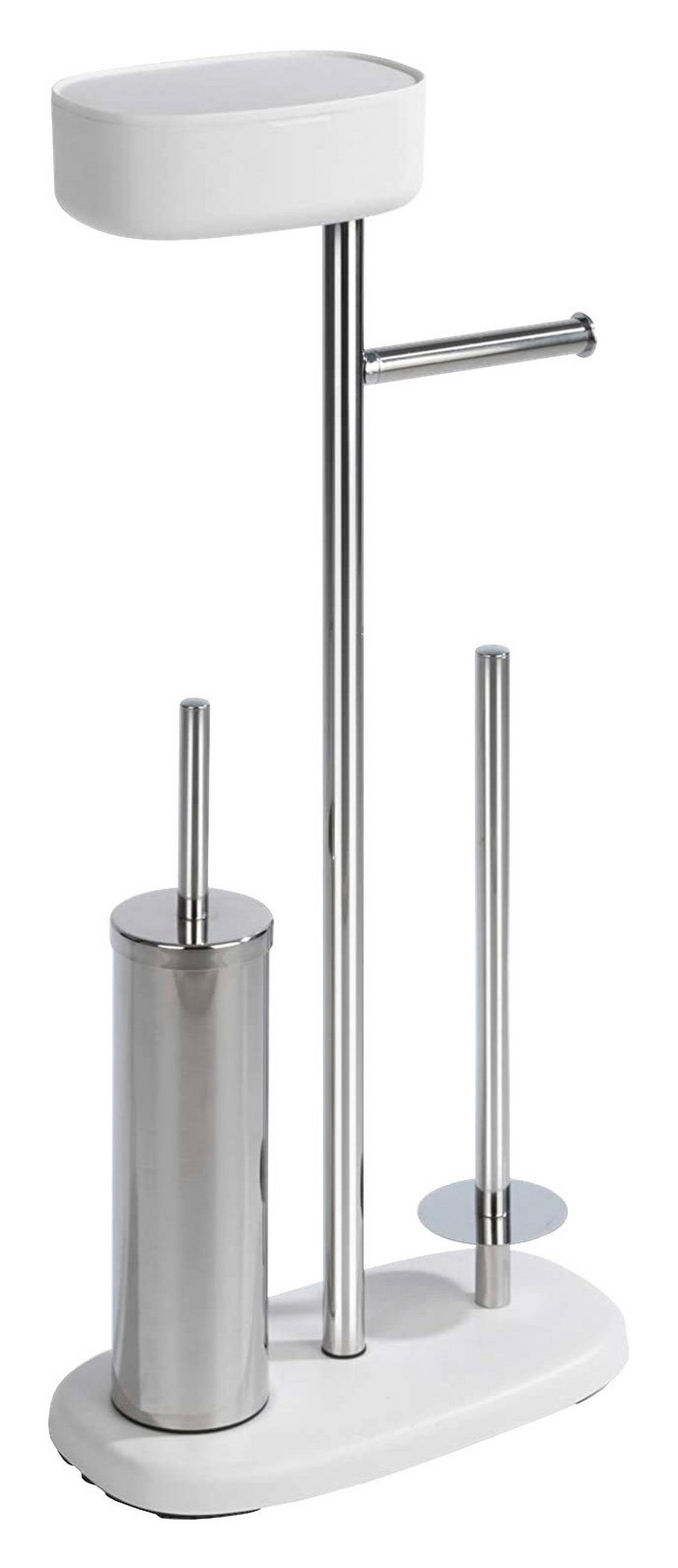 WC-BÜRSTENKOMBINATION - Edelstahlfarben/Weiß, Basics, Kunststoff/Metall (17/72,5/32cm) - Wenko