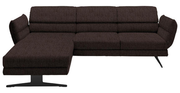 ECKSOFA Braun Flachgewebe  - Schwarz/Braun, Design, Textil/Metall (176-217/279-327cm) - Dieter Knoll