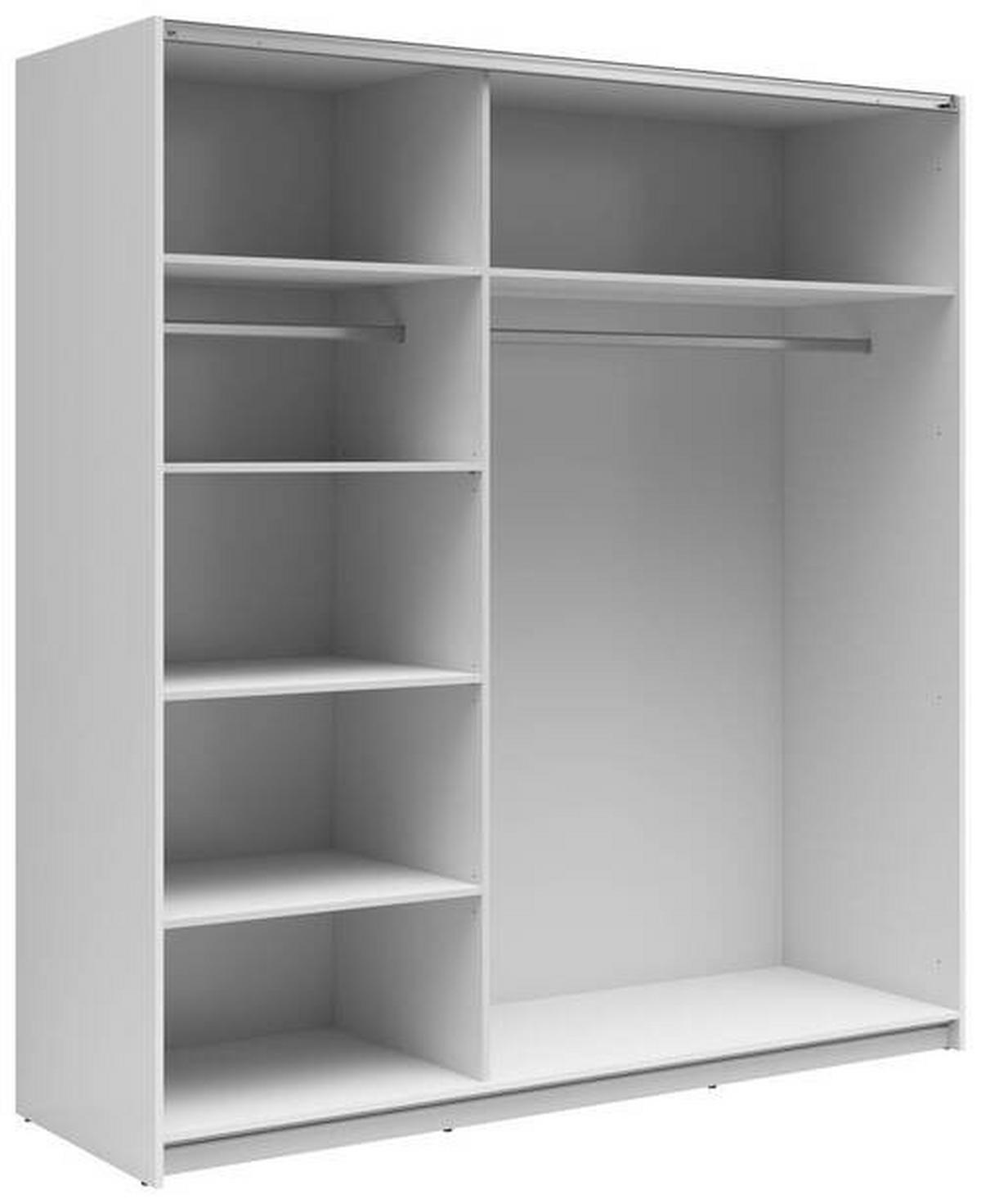 SCHWEBETÜRENSCHRANK 183/195,5/60 cm 2-türig Weiß Hochglanz  - Weiß Hochglanz/Anthrazit, MODERN, Holzwerkstoff/Metall (183/195,5/60cm) - MID.YOU