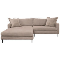 SEDEŽNA GARNITURA, rebrasti žamet svetlo rjava  - svetlo rjava/črna, Design, kovina/tekstil (193/268cm) - P & B