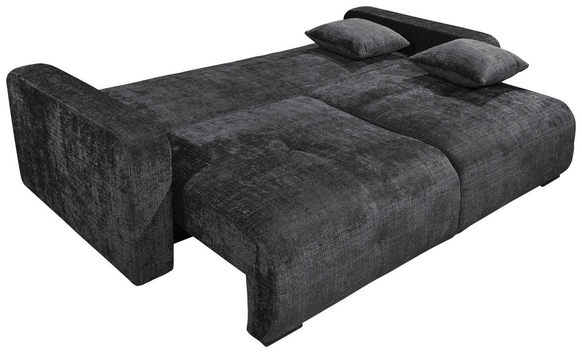 BÄDDSOFFA i chenille svart  - svart, Klassisk, textil/plast (235/88/120cm) - MID.YOU