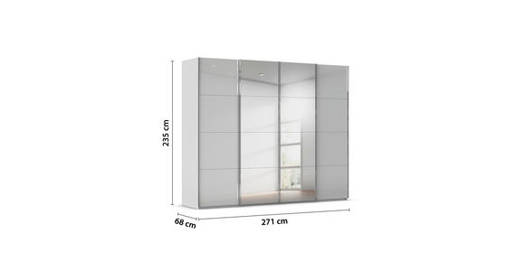 SCHWEBETÜRENSCHRANK 271/235/68 cm 4-türig Grau - Chromfarben/Grau, Design, Glas/Holzwerkstoff (271/235/68cm) - Novel