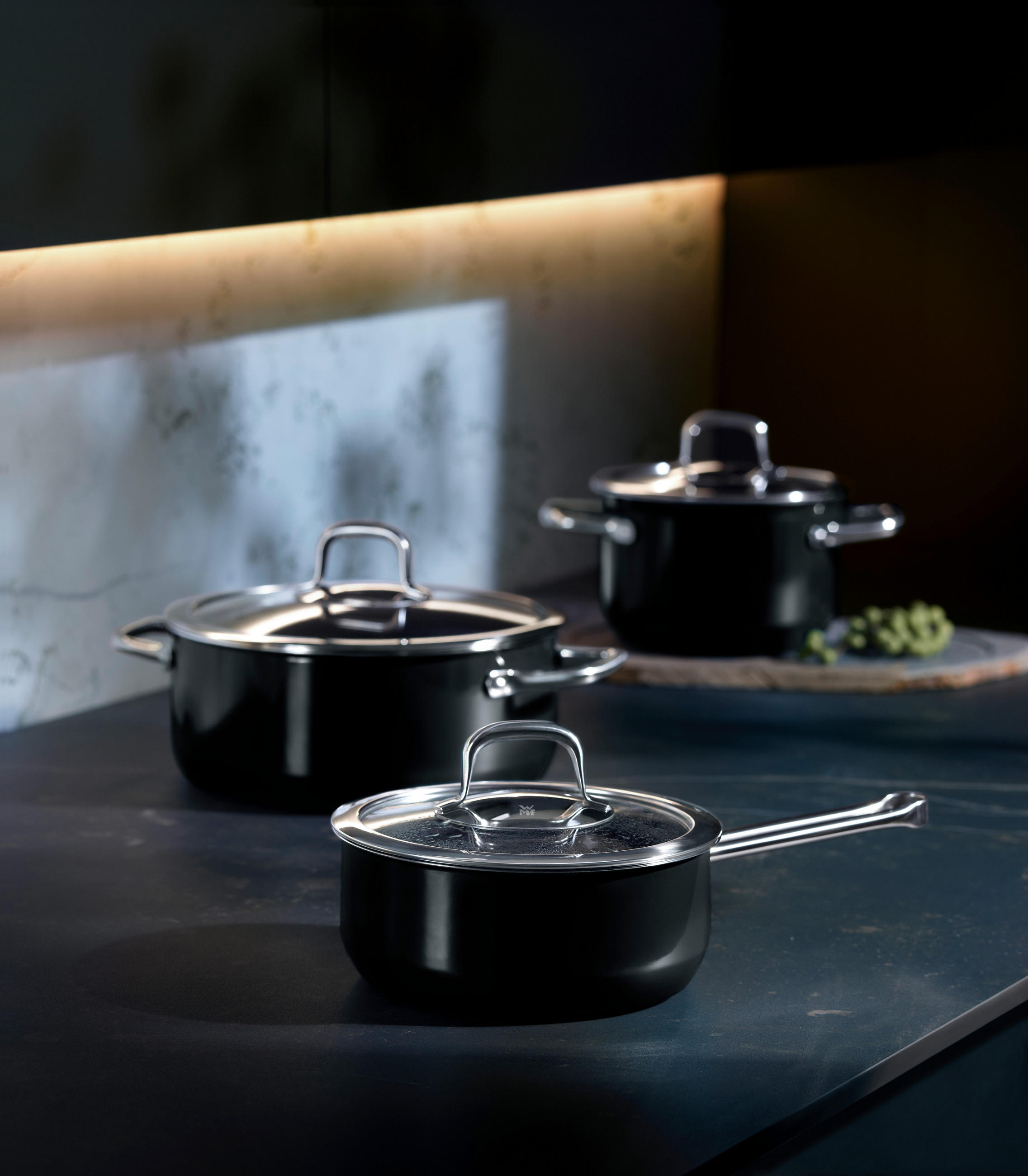 KOCHTOPFSET Fusiontec Compact 3-teilig  - Schwarz, Design, Glas - WMF