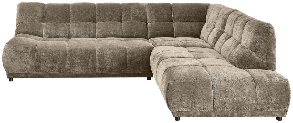 ECKSOFA ITALIA in Chenille Braun  284/250 cm  - Schwarz/Braun, MODERN, Kunststoff/Textil (284/250cm) - Livetastic