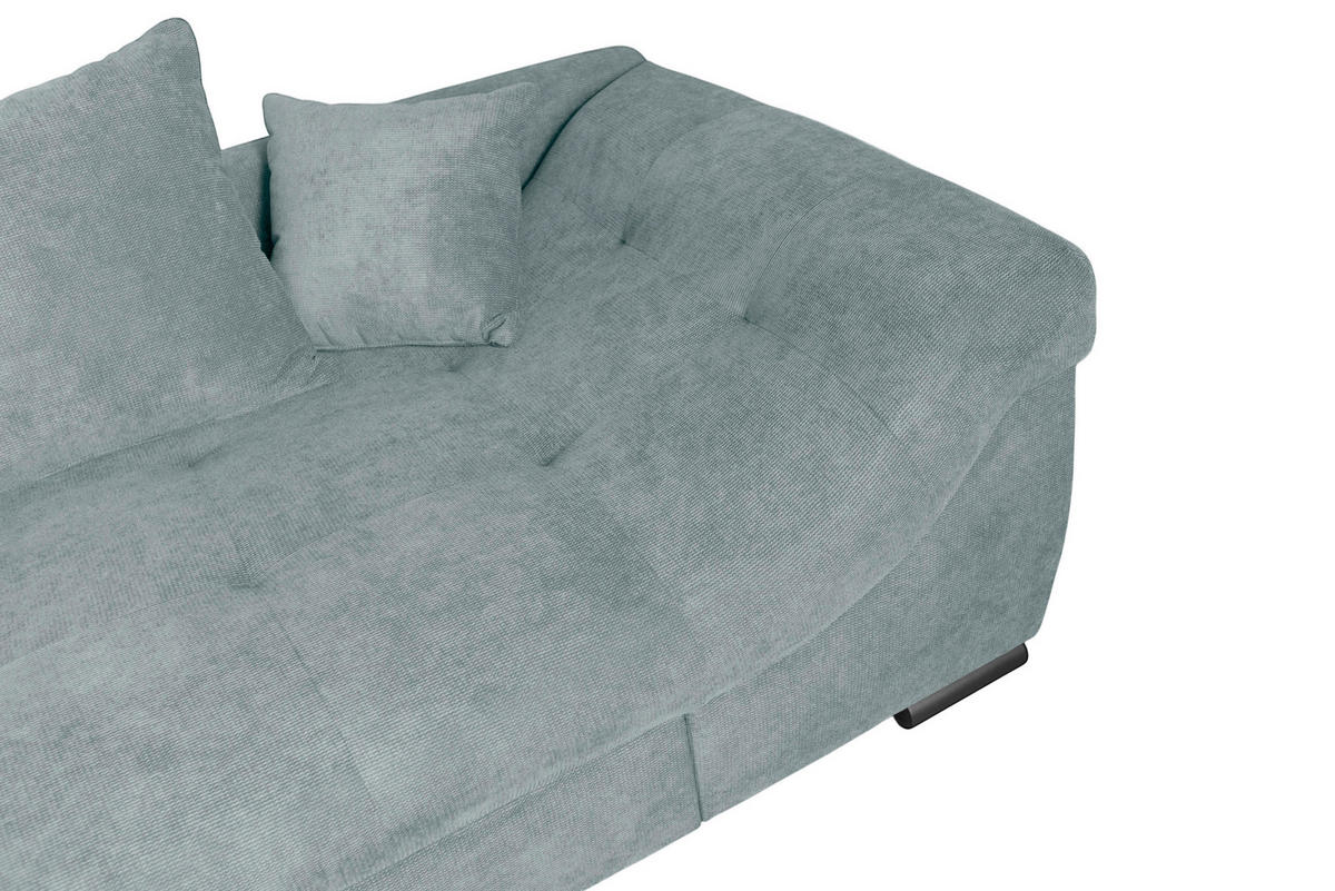 ECKSOFA ATLANTA Hellblau Struktur Liegefläche im Originalstoff  - Schwarz/Hellblau, Design, Textil/Metall (202/298cm) - MID.YOU