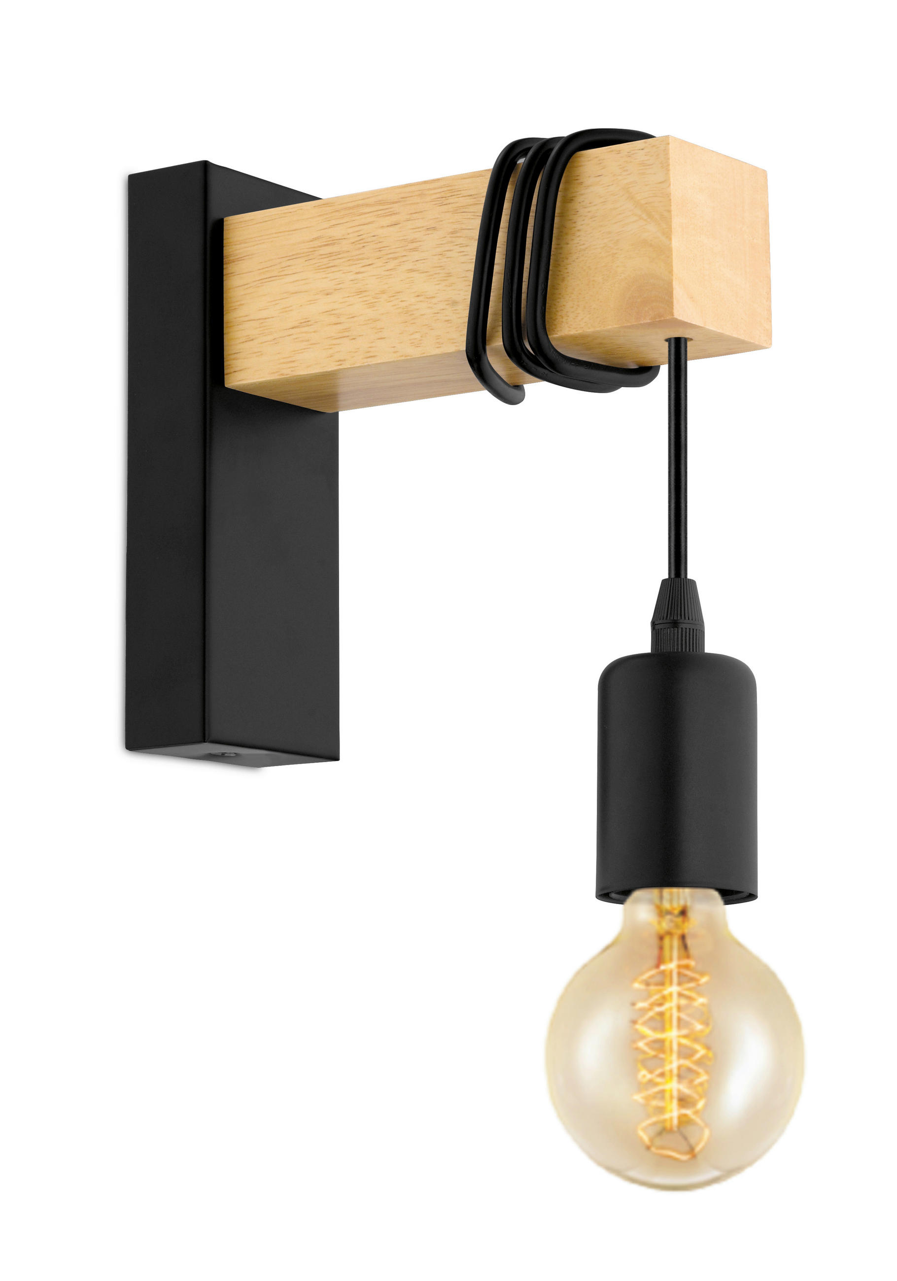 NÁSTĚNNÉ SVÍTIDLO, 6,5/21,5 cm - černá/hnědá, Trend, kov/dřevo (6,5/21,5cm)