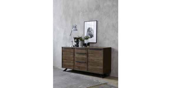 SIDEBOARD 170/85/45 cm  - Eichefarben/Schwarz, ROMANTIK / LANDHAUS, Holzwerkstoff/Metall (170/85/45cm) - Landscape