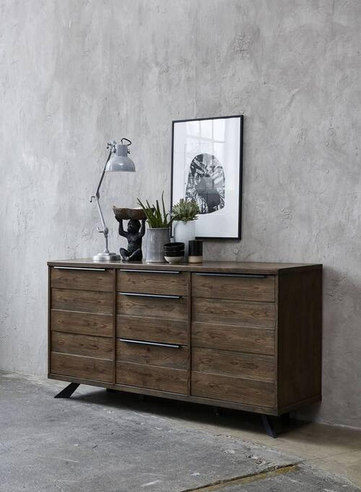 SIDEBOARD Eichefarben  170/85/45 cm  - Eichefarben/Schwarz, ROMANTIK / LANDHAUS, Holzwerkstoff/Metall (170/85/45cm) - Landscape