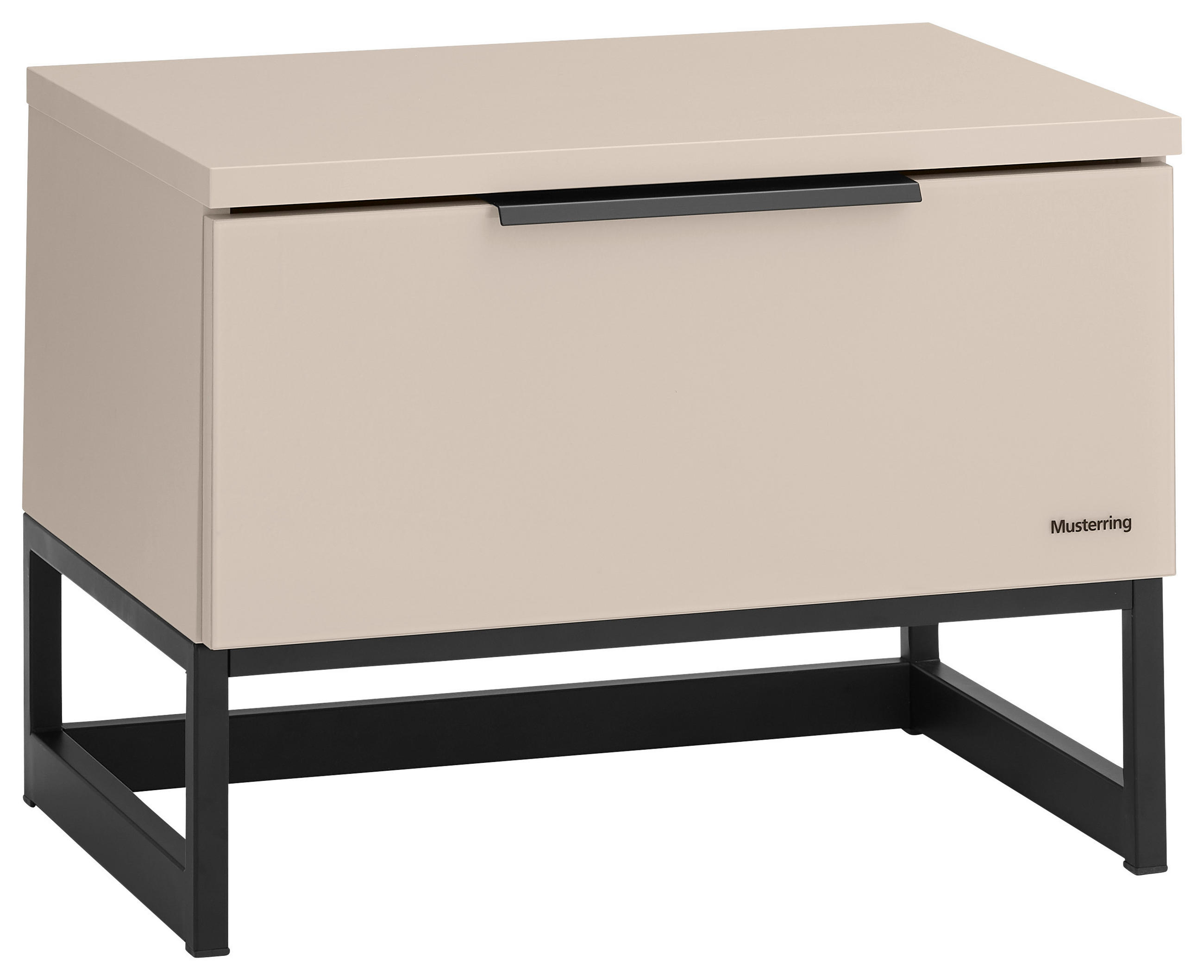 NACHTSCHRANK 58/43/40 cm, Sandfarben,  - Sandfarben/Schwarz, Design, Glas/Holzwerkstoff (58/43/40cm) - Musterring