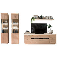 HYLLKOMBINATION  i ekfärgad  340/204/50 cm  - grå/ekfärgad, Design, metall/trämaterial (340/204/50cm) - Livetastic