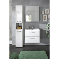 BADEZIMMER 3-teilig  in 90 cm  - Weiß Hochglanz/Silberfarben, MODERN, Keramik/Holzwerkstoff (90cm) - MID.YOU
