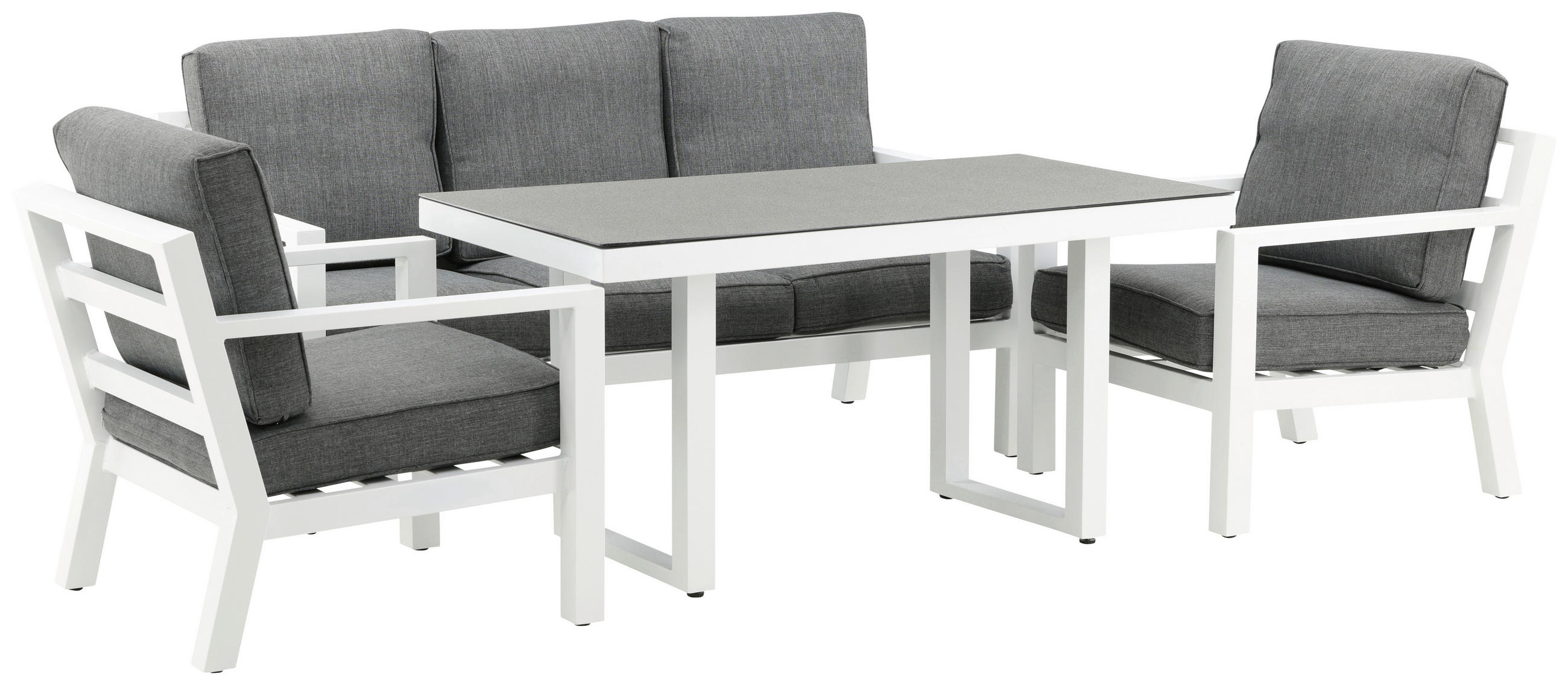 LOUNGEGRUPP 4 delar  - vit/grå, Basics, metall/textil