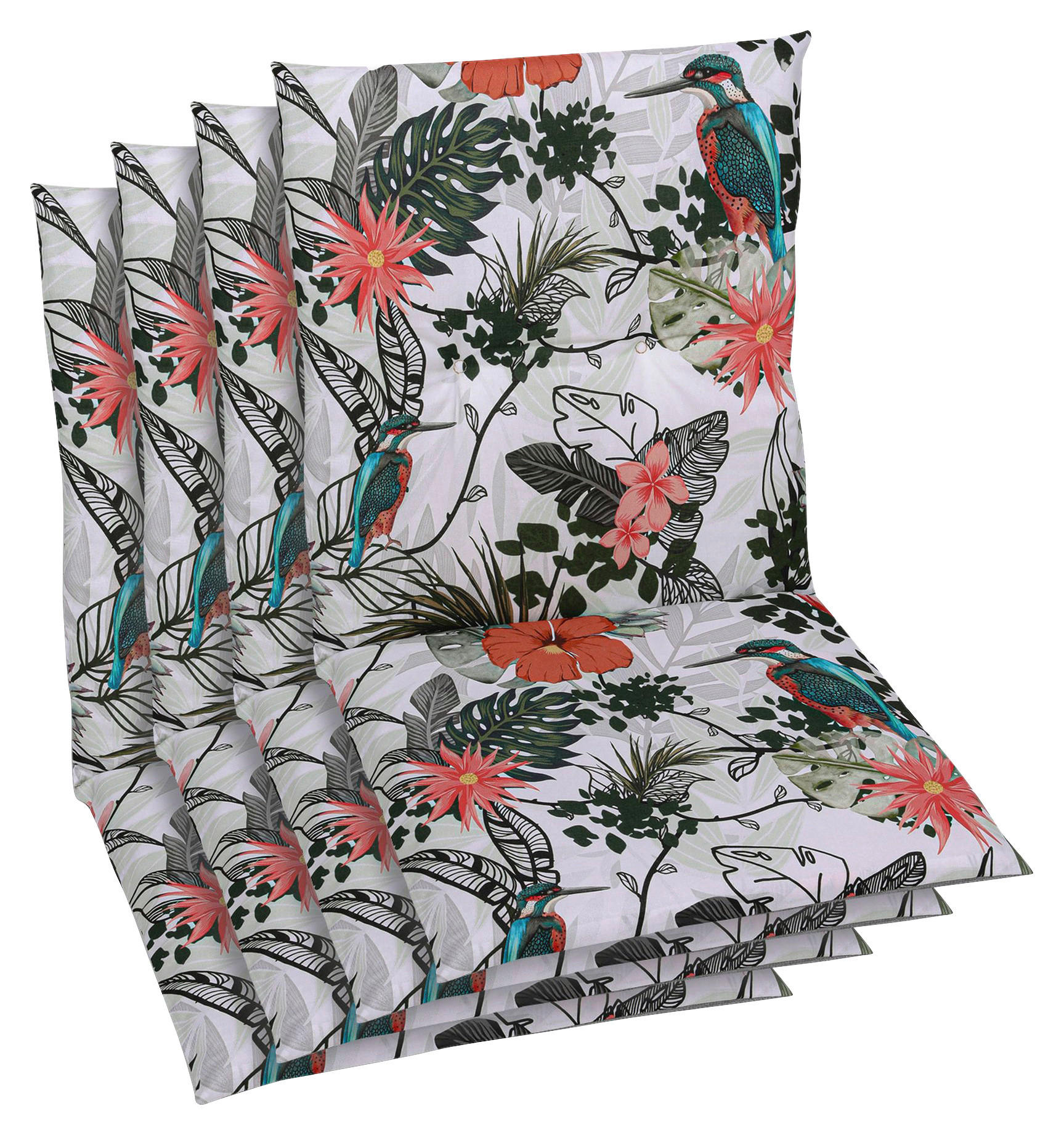 SESSELAUFLAGENSET in Grün, Hellgrau Floral  - Hellgrau/Grün, Basics, Textil (48/5/98cm)