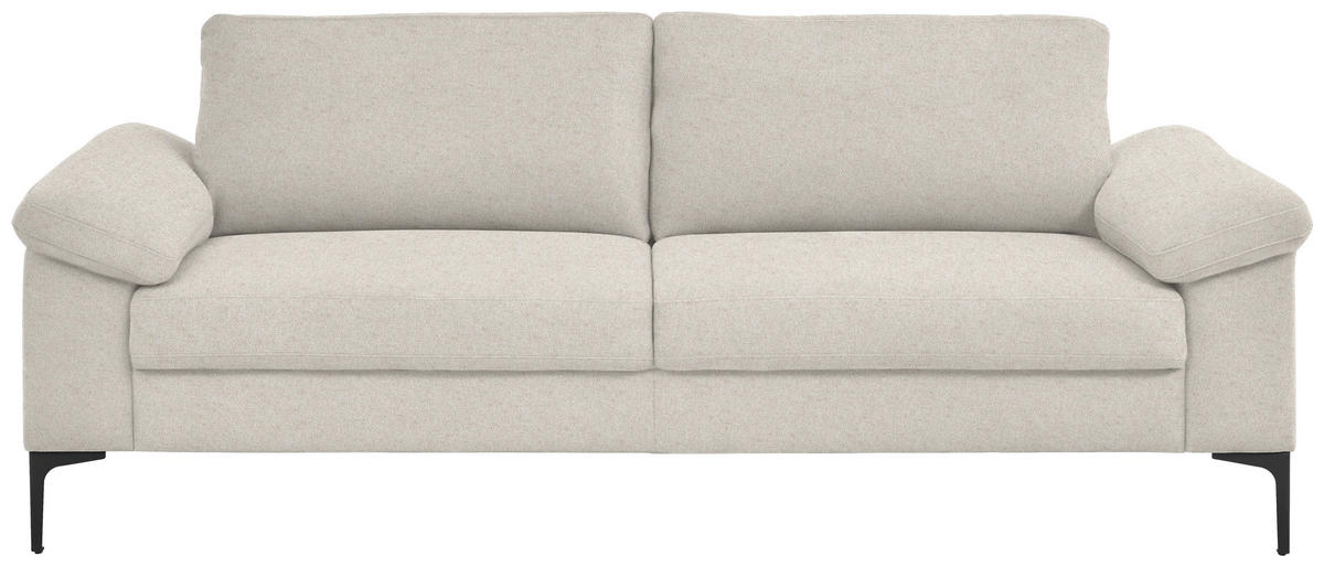 3-SITZER-SOFA in Flachgewebe Naturfarben, Beige  - Beige/Schwarz, Design, Textil/Metall (226/89/97cm) - Pure Home Lifestyle