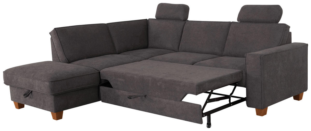 ECKSOFA in Flachgewebe Dunkelgrau  - Eichefarben/Dunkelgrau, Konventionell, Holz/Textil (213/236cm) - Sit & More