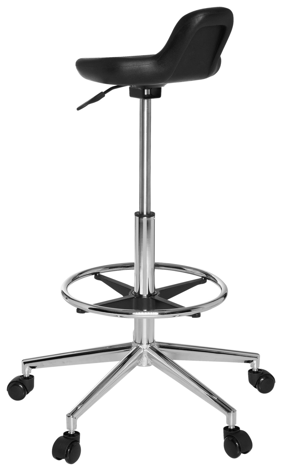 BÜROHOCKER 32/74/35 cm  - Chromfarben/Schwarz, MODERN, Kunststoff/Metall (32/74/35cm) - MID.YOU