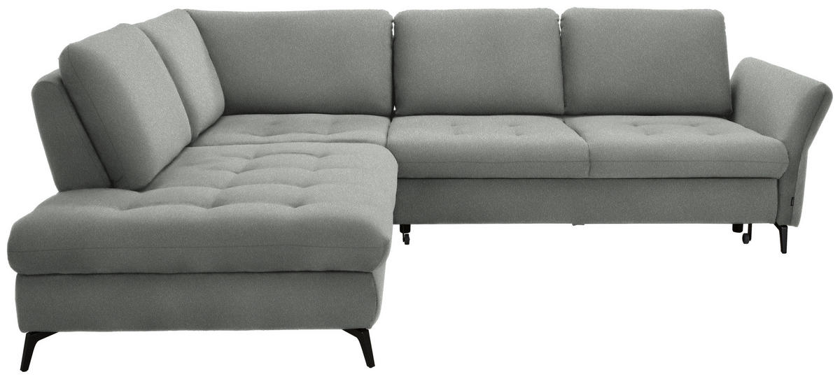 ECKSOFA in Struktur Hellgrau  - Hellgrau/Schwarz, Natur, Textil/Metall (233/288cm) - Valnatura