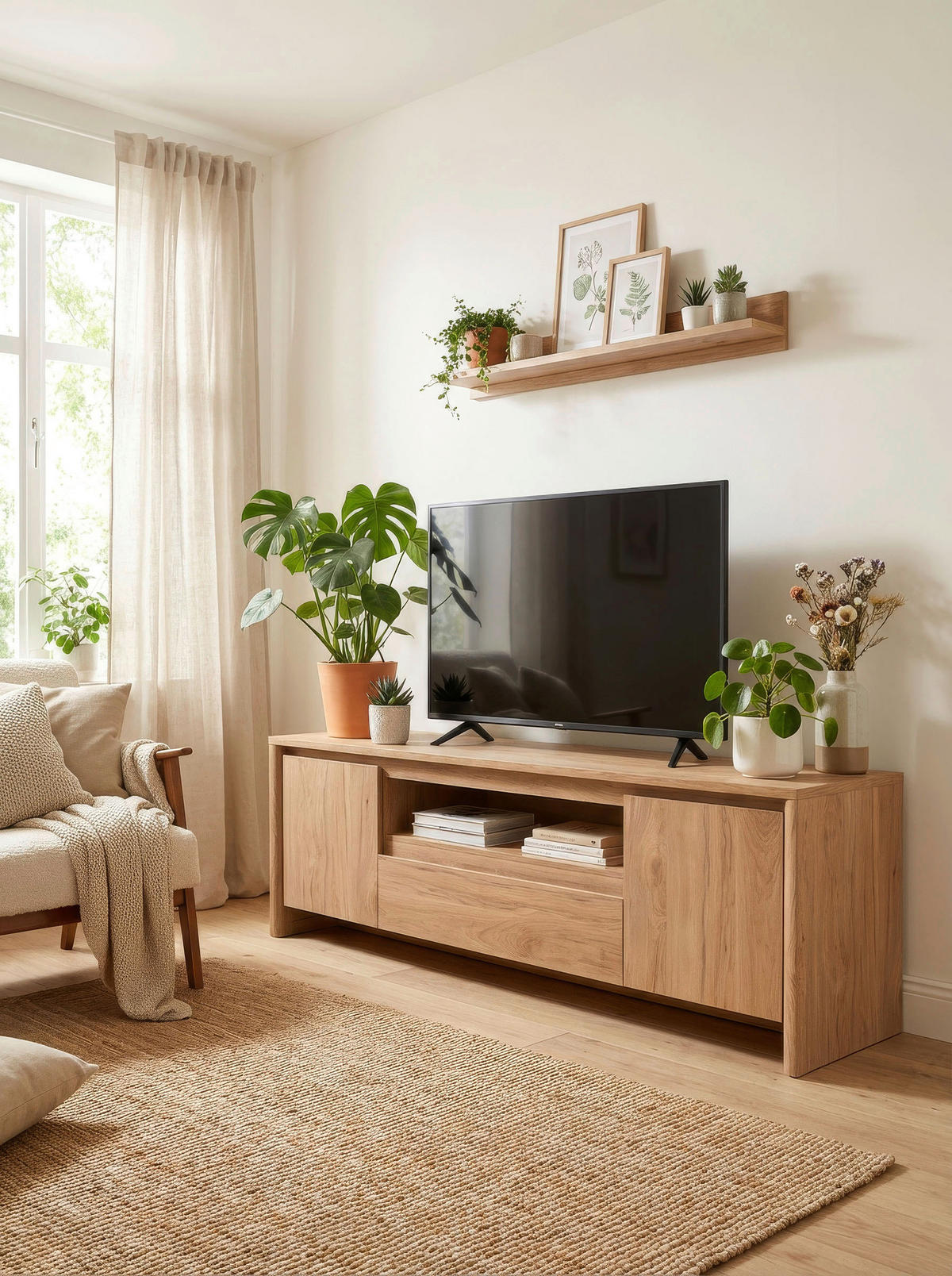 LOWBOARD  163,5/59/40 cm  stehend  - Naturfarben, Design, Holzwerkstoff (163,5/59/40cm) - MID.YOU