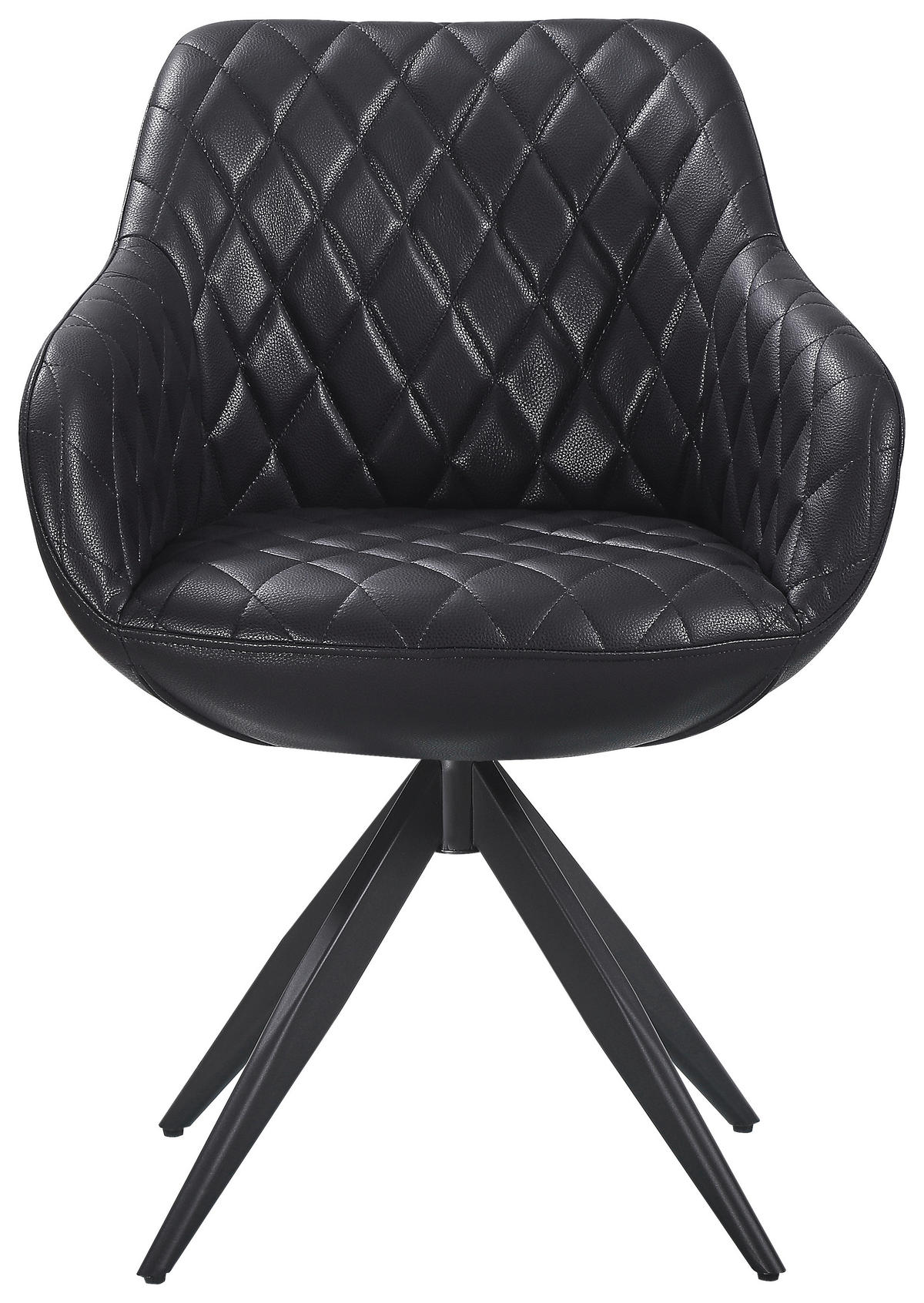 ARMLEHNSTUHL  Sitzfläche 360° drehbar  Echtleder  Schwarz  - Schwarz, MODERN, Leder/Metall (61/83/62cm) - Livetastic