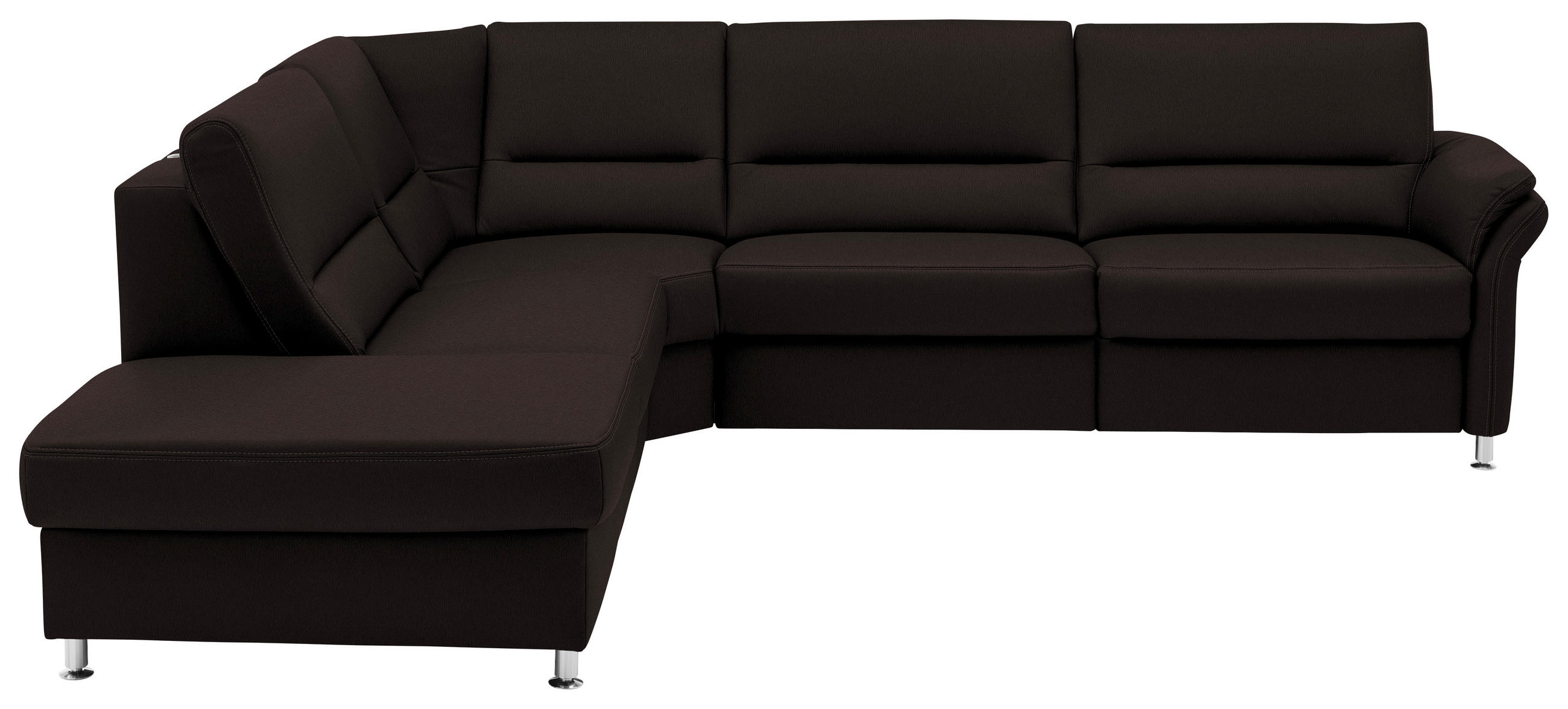 ECKSOFA in Echtleder Dunkelbraun  - Dunkelbraun/Beige, Design, Leder/Metall (249/288cm) - Beldomo Premium