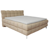 BOXBETT 160/200 cm,  in Beige, Bettkasten, Topper, H3 + H3 = fest  - Beige/Schwarz, Trend, Textil/Metall (160/200cm) - Esposa
