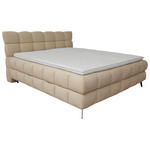 BOXBETT 160/200 cm,  in Beige, Bettkasten, Topper, H3 + H3 = fest  - Beige/Schwarz, Trend, Textil/Metall (160/200cm) - Esposa